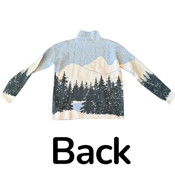 NWOT TAHARI Mock Neck Winter Scene Woman's Sweater Size Small - Picture 4 of 12